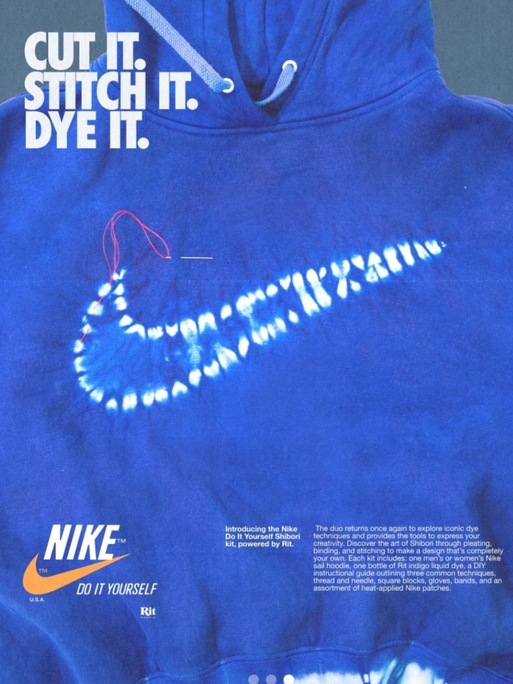 NIKE DIY RIT X NIKE Ori Nui Shibori DIY Kit Women’s Hoodie Size M Exclusive Rare